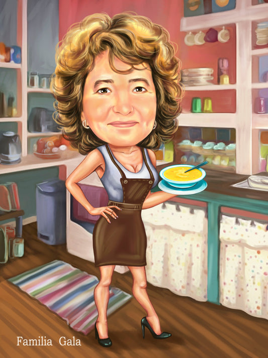Caricatura mama bucatareasa pe tocuri