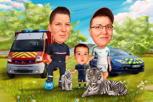 Caricatura de familie masini si trigri