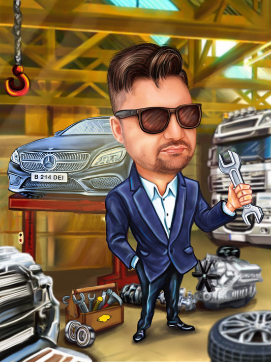 Caricatura mecanic elegant