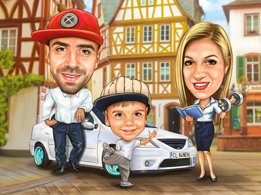 Caricatura de familie pasiune pentru Dacie