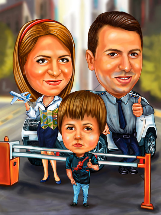 Caricatura de familie politisti cu visuri