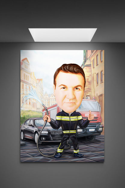 Caricatura pompier cu BMW