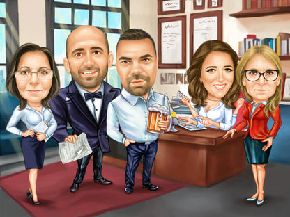 Caricatura team work