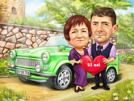 Caricatura tineri dupa 25 de ani de relatie